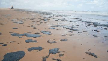 Mancha de petróleo em praia do Sergipe — Adema/Governo de Sergipe