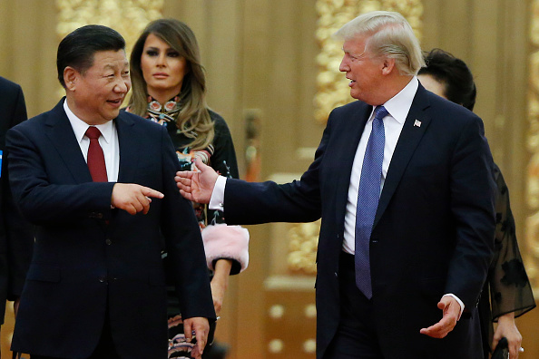 Xi Jinping e Donald Trump  na China, em 2017 (Foto: Thomas Peter - Pool/Getty Images)