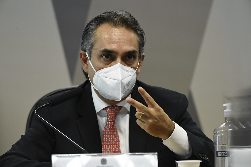 Carlos Murillo, gerente-geral da Pfizer na América Latina, presta depoimento à CPI da Pandemia (Foto: Jefferson Rudy/Agência Senado)