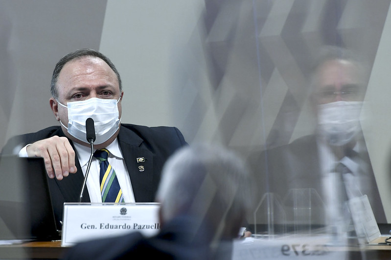 O ex-ministro Eduardo Pazuello em oitiva na CPI da Pandemia (Foto: Edilson Rodrigues/Agência Senado)