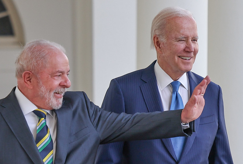 Presidente dos Estados Unidos da América, Joe Biden e o Presidente da República do Brasil, Luiz Inácio Lula da Silva, durante encontro na Casa Branca, em Washington (Ricardo Stuckert/PR)