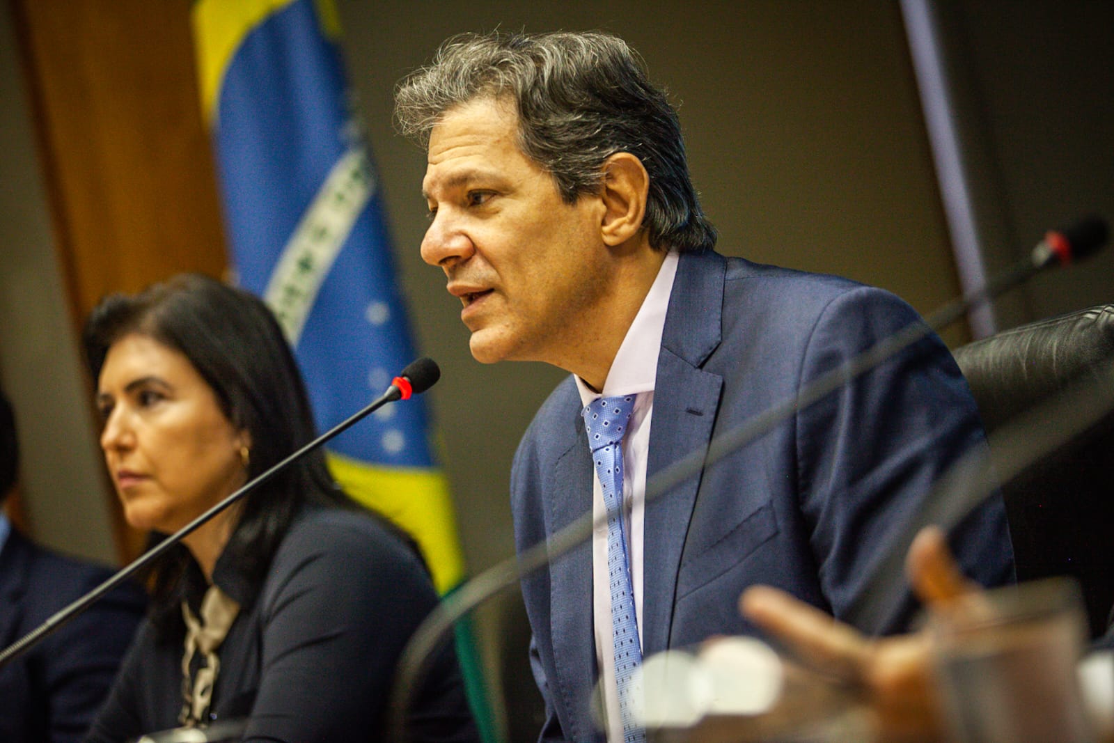 Simone Tebet e Fernando Haddad (Diogo Zacarias / MF)